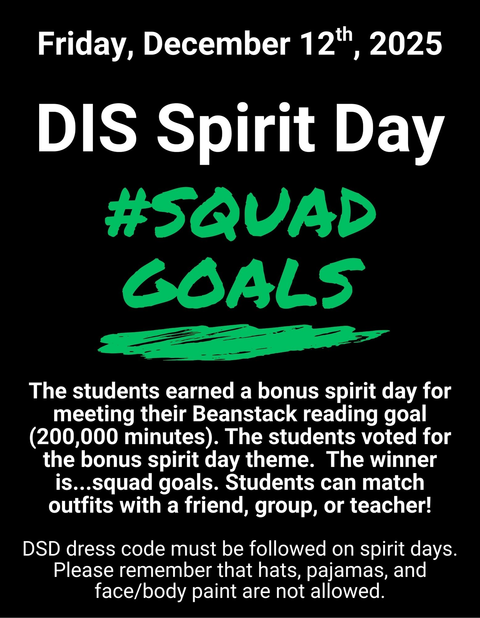 Squad Goals Spirit Day - Friday (12/12/25)